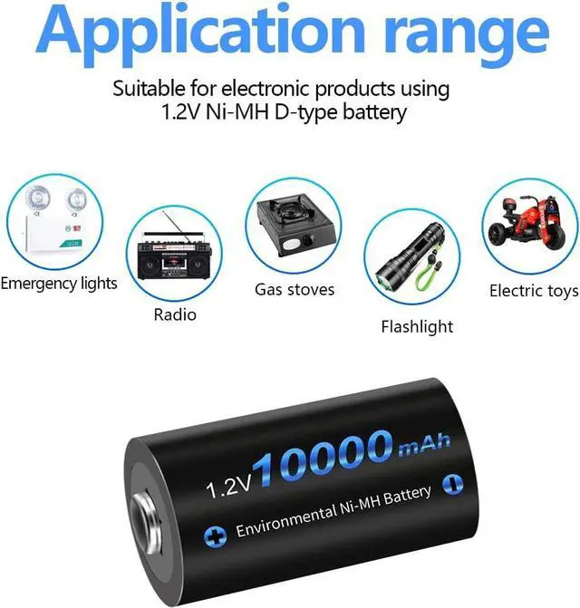 Alt view image 6 of 6 - CITYORK 6 Pack 10000 Mah 1.2V Ni-MH Rechargeable D Batteries, Discharge D Size Rechargeable Batteries
