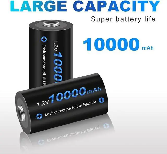 Alt view image 4 of 6 - CITYORK 6 Pack 10000 Mah 1.2V Ni-MH Rechargeable D Batteries, Discharge D Size Rechargeable Batteries