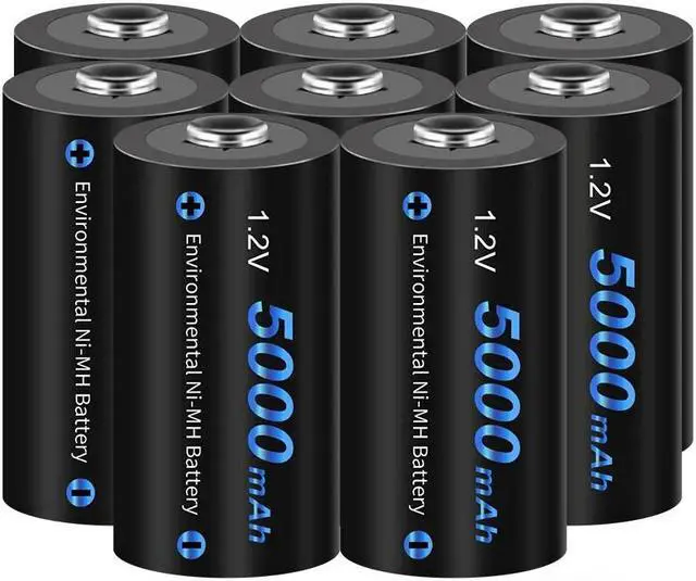 Main image of CITYORK 6 Pack 5000 Mah 1.2V Ni-MH Rechargeable C Batteries, Discharge C Size Rechargeable Batteries