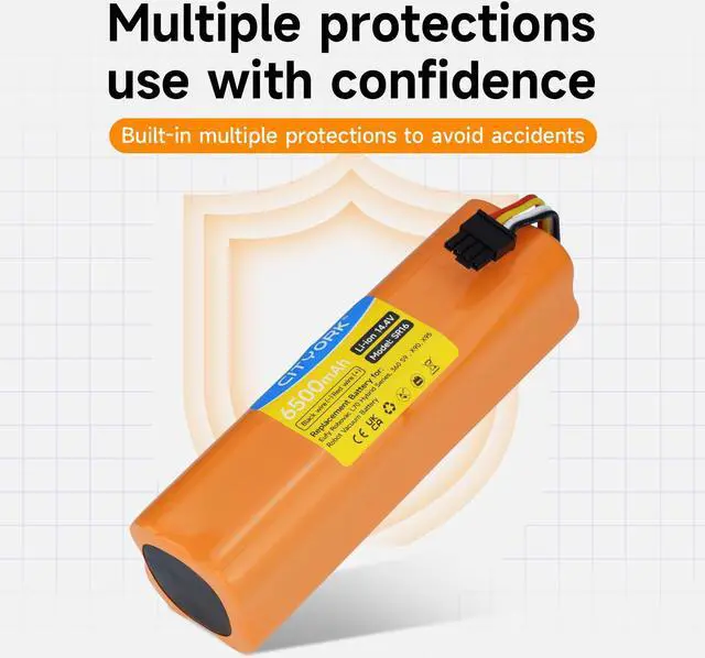 Alt view image 6 of 6 - CITYORK 6500mAh Replacement Battery for Eufy Robovac L70 Hybrid, L10, T2190, T2190G21, Part Number INR18650M26-4S2P Robot Vacuum Cleaners
