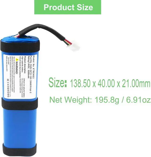 Alt view image 3 of 7 - CITYORK 5200mAh 7.4V Replacement Battery for JBL Xtreme 2, Xtreme 3, for JBL Xtreme 2 XTREME2BLKAM XTREME2BLUAM 2INR19 66-2 SUN-INTE-103 with Tools