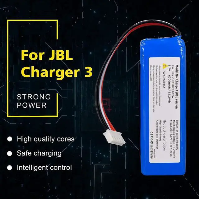 Alt view image 3 of 7 - CITYORK Replacement Battery for JBL Charge 3 2016 Version Part Number GSP1029102A (102A1) 6000mAh 3.7V