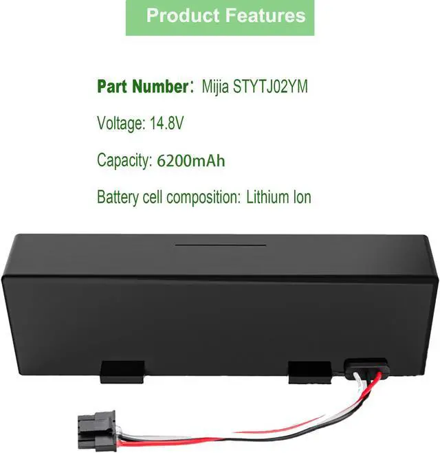 Alt view image 7 of 7 - CITYORK14.8V Sweeping  Battery For Haier JX37 Xiaomi Mijia STYTJ02YM VIOMI V2 Pro VRVCLMB21B Vacuum Cleaner
