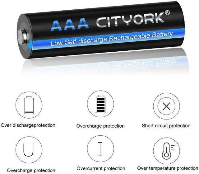 Alt view image 7 of 7 - CITYORK 8 Pack AAA 1100mAh Ni-MH Rechargeable Batteries with 8 Slot Battery Charger