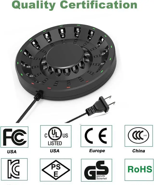 Alt view image 7 of 7 - CITYORK 16 Bay AA AAA Battery Charger Fast for 1.2V NiMH/NiCd Double A and Triple A Household Rechargeable Batteries with Battery Holder Case