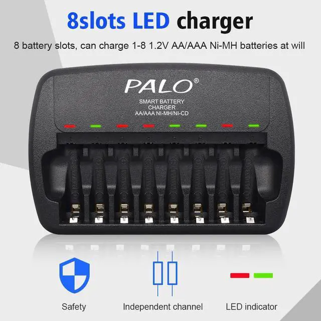 Alt view image 2 of 7 - CITYORK 8 Bay AA AAA Battery Charger Independent Slot for 1.2V Double A and Triple A Ni-MH Rechargeable Batteries