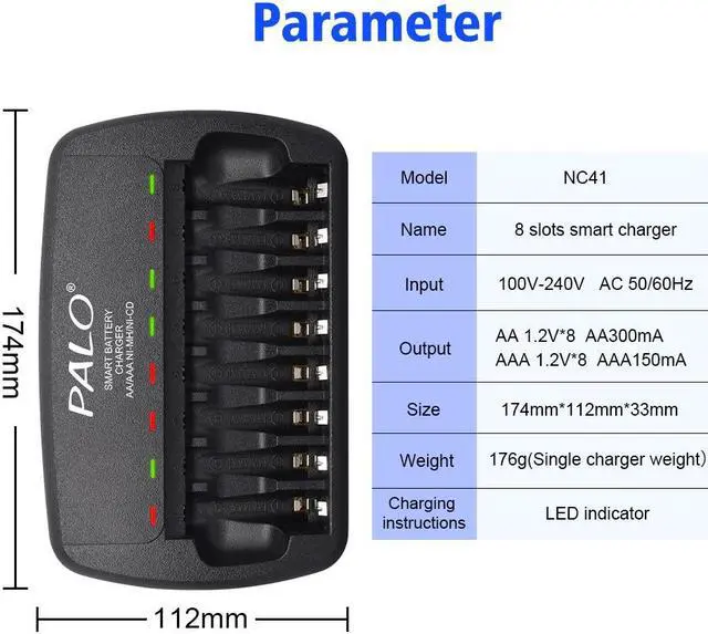 Alt view image 3 of 7 - CITYORK 8 Bay AA AAA Battery Charger Independent Slot for 1.2V Double A and Triple A Ni-MH Rechargeable Batteries