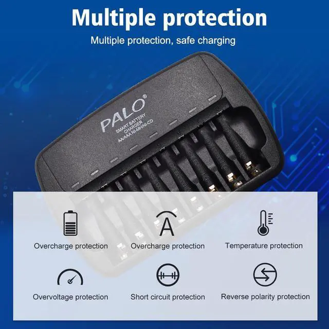 Alt view image 5 of 7 - CITYORK 8 Bay AA AAA Battery Charger Independent Slot for 1.2V Double A and Triple A Ni-MH Rechargeable Batteries
