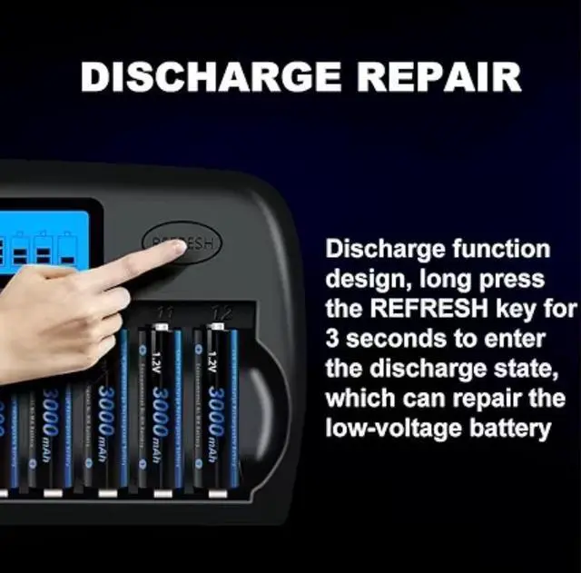 Alt view image 7 of 7 - CITYORK 12 Bay LCD Smart Charger with AA AAA Rechargeable Battery, 6 Pack AA 3000mAh Rechargeable Battery with 6 Pack 1.2V Ni-MH AAA1100mAh Rechargeable Batteries