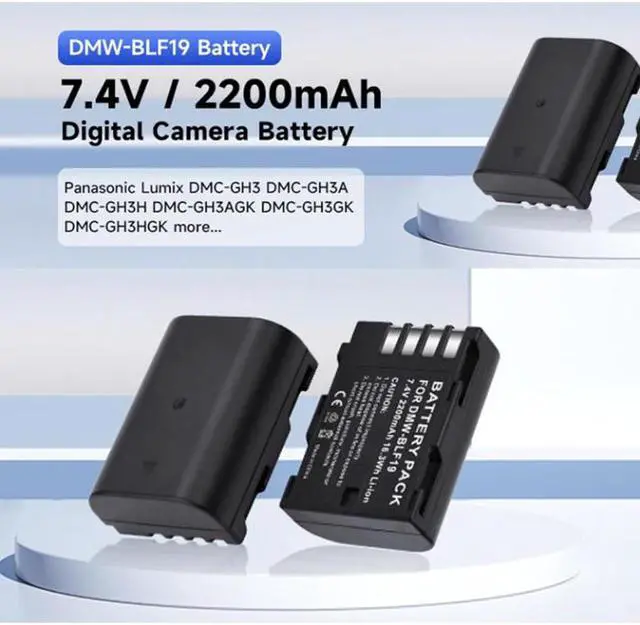 Alt view image 2 of 7 - CITYORK 2 Pack 7.2v 2200mAh DMW-BLF19E DMW-BLF19 Batteries with Battery Charging Storage Box for Panasonic Lumix GH3 GH4 GH5 G9 DMC-GH3K DC-GH5GK