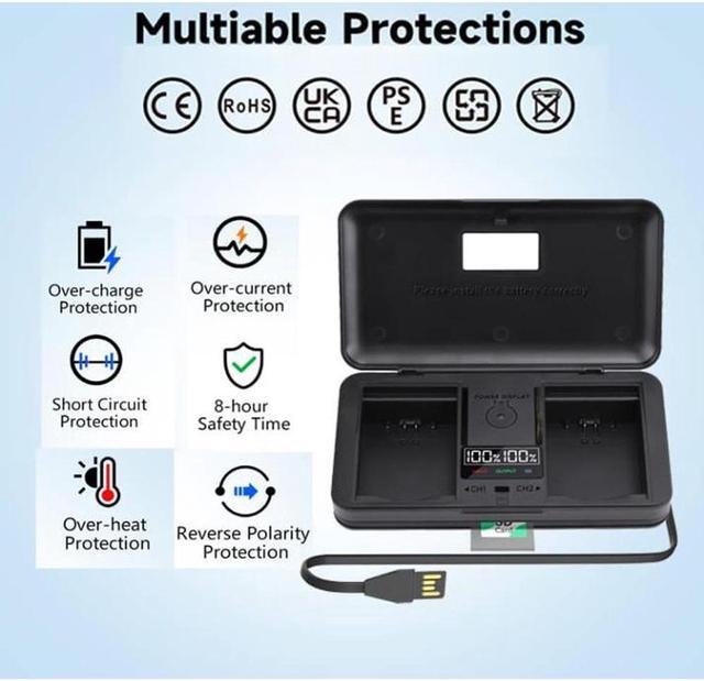 Alt view image 3 of 7 - CITYORK EN EL14 Card Reading Multifunction Battery Charger Case with 2 Pack EN-EL14A 7.4V 1500mAh Batteries for Nikon D3100, D3200, D3300, D3400, D3500, D5100, D5200, D5300, D5500, Coolpix P7000 Camer