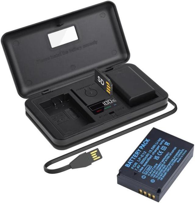 CITYORK LP-E12 Card Reading Multifunction Battery Charger Case with 2-Pack  LP-E12 7.4v