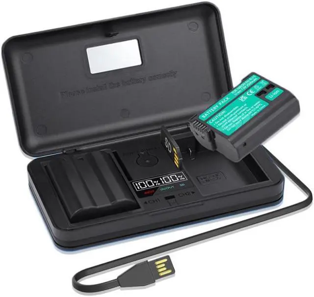 Main image of CITYORK 2 Pack EN-EL15 7.4 V 2500mAh Batteries with LCD Charger Battery Case for Nikon D500 D600 D610 D750 D800 D800E D810 D810A D7000 D7100 D7200
