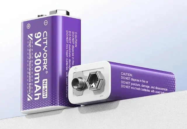 Alt view image 6 of 7 - CITYORK 8 Pack 9V 6F22 Rechargeable Batteries 9 Volts Ni-MH 300mAh Low Self-discharged