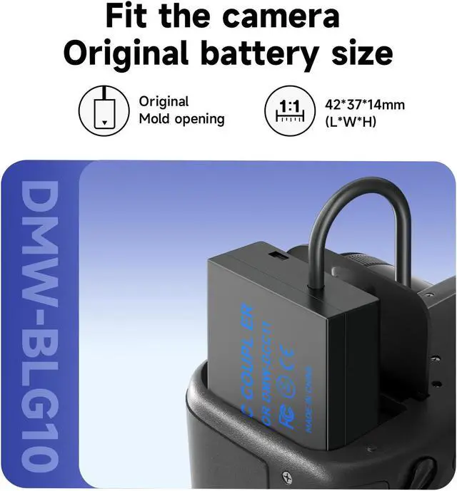 Alt view image 3 of 7 - CITYORK DMW-DCC11  Dummy Battery Coupler Power Connector (DMW-BLE9 DMW-BLG10 Dummy Battery Replacement) for Lumix DMC-GF6 DMC-GF5 DMC-GF3 DMC-S6 DMC-GX7 DMC-LX100 GX80 GX85 GX85CGK GX85K GX7 MARKII Ca