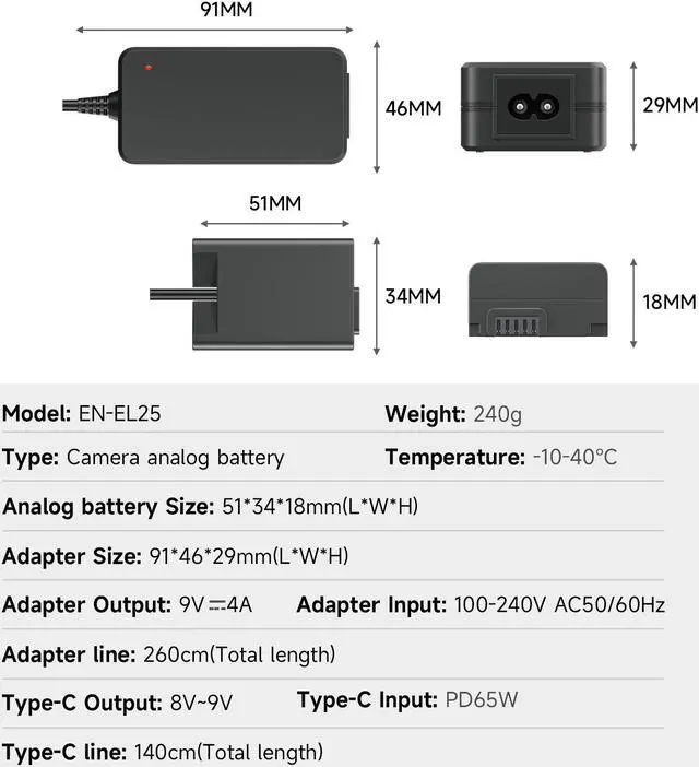 Alt view image 5 of 7 - CITYORK EN-EL25 Dummy Battery USB Type-C EN-EL25a AC Power Supply Adapter Connector for Nikon Z30 Z50 ZFC Camera