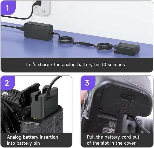 Alt view image 6 of 7 - CITYORK EN-EL25 Dummy Battery USB Type-C EN-EL25a AC Power Supply Adapter Connector for Nikon Z30 Z50 ZFC Camera