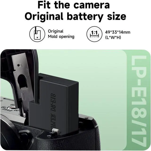 Alt view image 3 of 7 - CITYORK ACK-E18 DR-E18 AC Power Adapter LP-E17 Dummy Battery for Canon EOS Rebel T6i T7i SL2 SL3 T6S 750D 760D 800D 77D 200D Kiss 8000D X8i DSLR Cameras