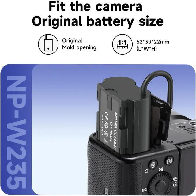Alt view image 3 of 7 - CITYORK CP-W235 Dummy Battery Power Adapter with USB,NP-W235 DC Coupler Replacement for Fujifilm X-T5 X-T4 X-H2S X-H2 GFX50SII GFX100S VG-XT4 X-S20-4266 Cameras