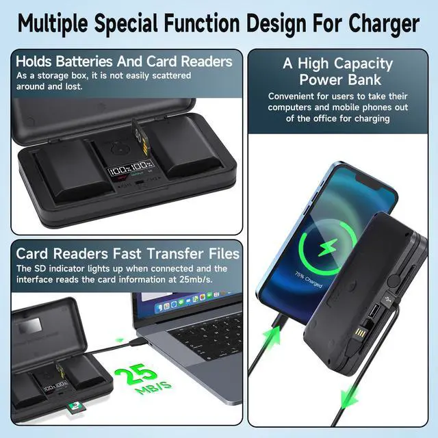 Alt view image 7 of 7 - CITYORK Intelligent charger EN-EL20, EN-EL20a battery charger for Nikon Coolpix P950, P1000, DL24-500, Coolpix A, 1 AW1, 1 J1, 1 J2, 1 J3, 1 S1, 1 V3 Digital Camera
