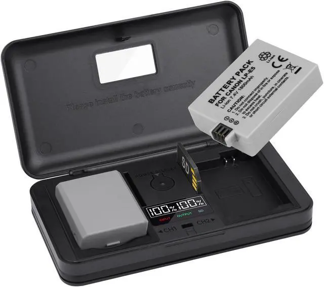 Main image of CITYORK LP-E5 LPE5 Battery 2 Pack 7.4V 1800mAh with LCD Dual Charger for Canon EOS Rebel XS, Rebel T1i, Rebel XSi, 1000D, 500D, 450D, Kiss X3, KissX2, KissF