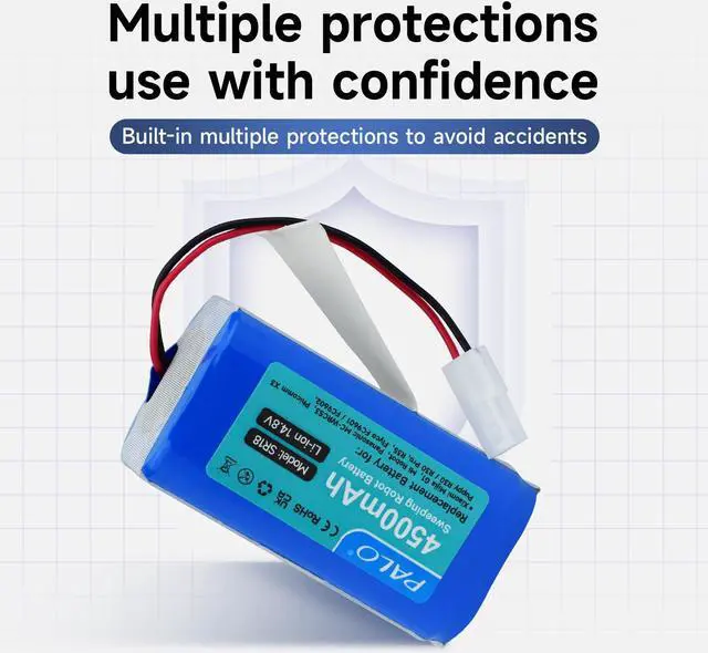 Alt view image 5 of 7 - CITYORK 14.8V 4500mAh Li-ion Replacement for Xiaomi MI G1, for Panasonic MC-WRC53, for Phicomm X3, for PUPPY0O R30/ R30 PRO, for FLYCO FC9601/FC9602 Essential MJSTG1 Robot Vacuum Cleaner