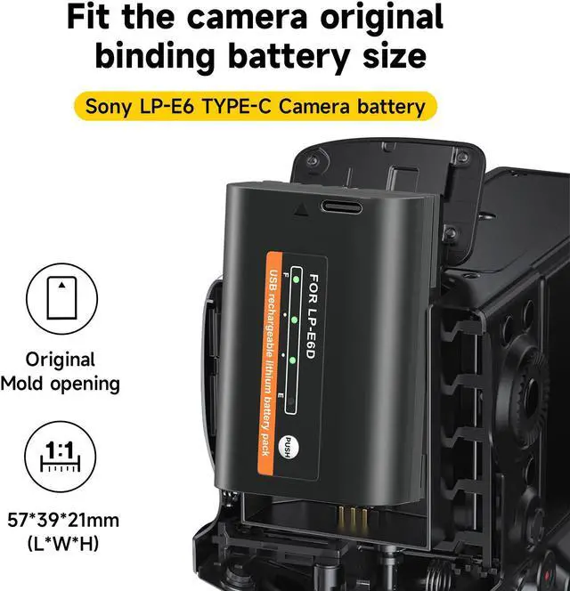 Alt view image 6 of 7 - CITYORK 2600mAh LP-E6 LP-E6N Battery with Type-C USB-C Fast Charging  with LED Indicator for Canon EOS 5D Mark II 5D Mark III 5DS 5DS R 6D 7D 60D 60Da 70D 7D Mark II 7D Mark III Camera 7.4V