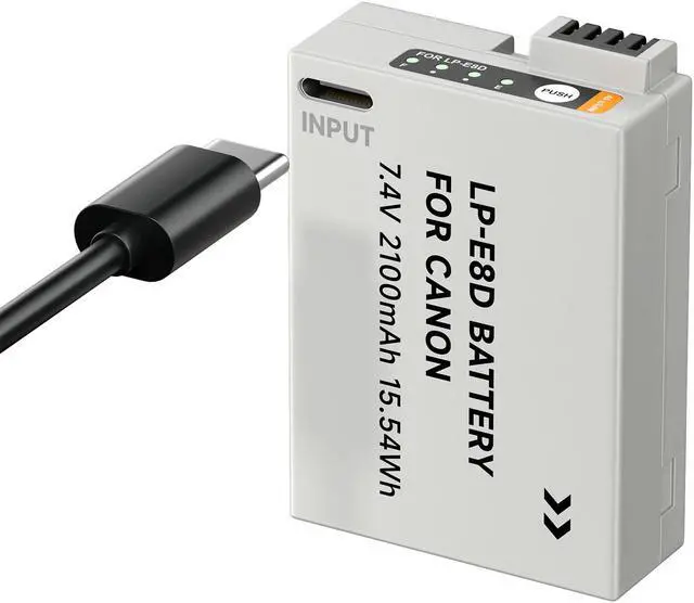 Main image of CITYORK 2100mAh LP-E8 Battery with Type-C USB-C Fast Charging for Canon EOS 550D 600D 700D X4 X5 X6i X7i T2i T3i T4i T5i Camera 7.4v