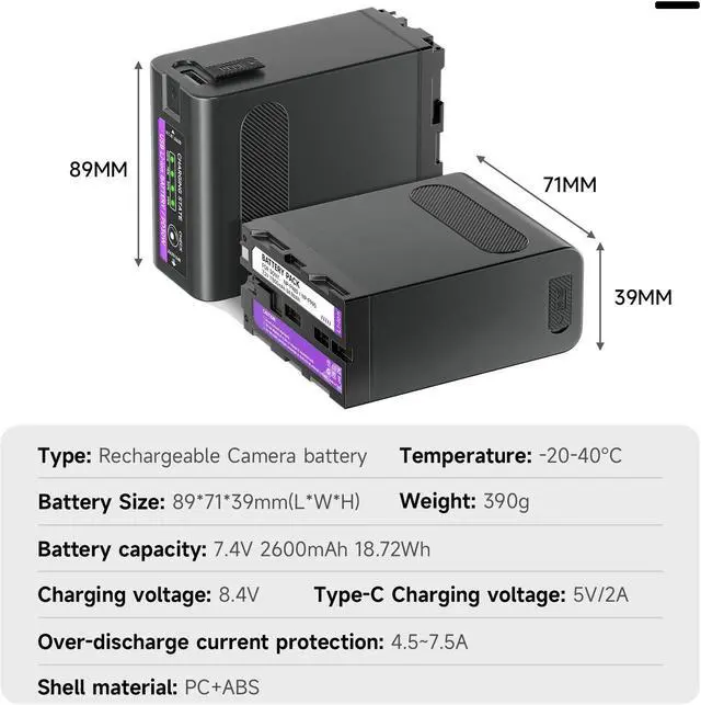 Alt view image 5 of 7 - CITYORK NP F980 Battery 7.2v 11800mAh with DP 30W Type-C 2 Hour Fast Charging for Sony Camera Camcorder Led Video Light F530 F550 F570 F750 F770 F930 F950 F960