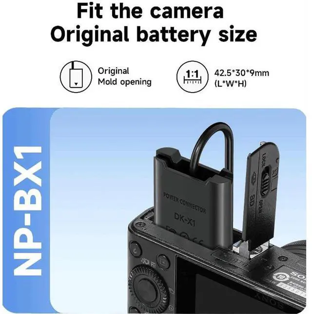 Alt view image 5 of 7 - CITYORK NP-BX1 USB/AC Power Cable Adapter,Dummy Battery DC Coupler for Sony Cybershot DSC RX1 RX1R RX100 II III VI Digital Cameras
