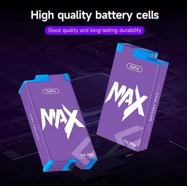 Alt view image 3 of 7 - CITYORK 2 Pack Gopro Max Rechargeable Battery Replacement for Gopro Max/Gopro Max 360 /Gopro ACDBD-001 ACBAT-001 Sport Camera Accessories 1860mAh