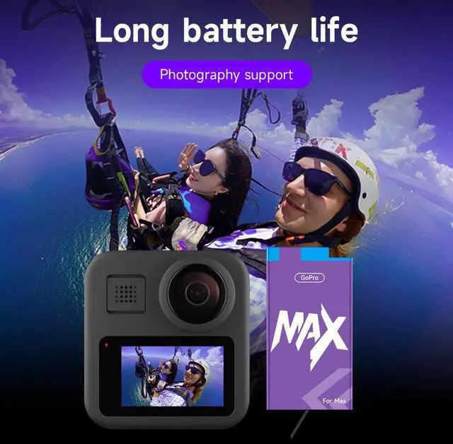 Alt view image 7 of 7 - CITYORK 2 Pack Gopro Max Rechargeable Battery Replacement for Gopro Max/Gopro Max 360 /Gopro ACDBD-001 ACBAT-001 Sport Camera Accessories 1860mAh