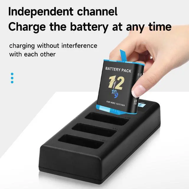 Alt view image 2 of 5 - CITYORK GoPro Battery Storage Box 3-Clot Charger for GoPro Hero 12 Black Hero 11 Black Hero 10 Black Hero 9 Black battery