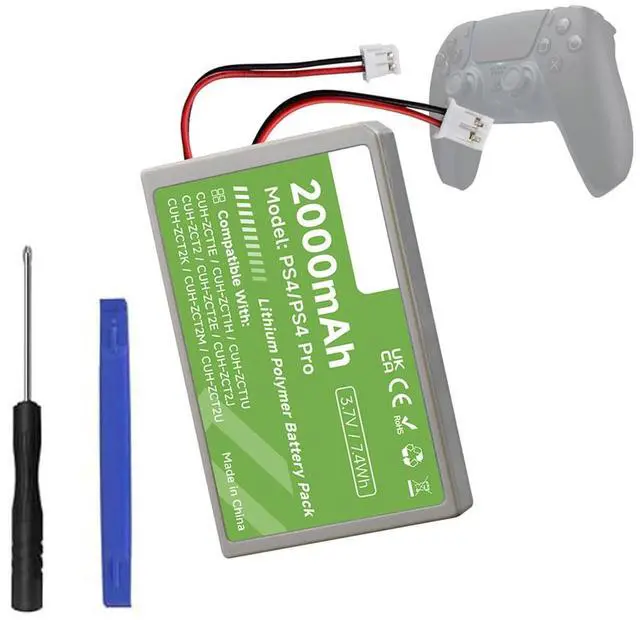 Main image of CITYORK 1-Pack PS4 Battery Replacement for PS4/PS4 Pro/P4 Slim PS4 DualsShock 4 Controller CUH-ZCT1E CUH-ZCT1H CUH-ZCT1U CUH-ZCT2 CUH-ZCT2U 3.7V 2000mAh