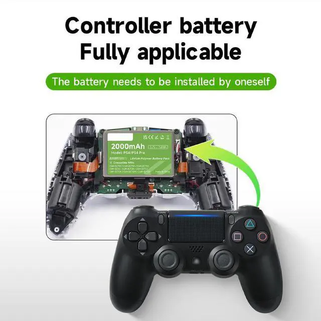 Alt view image 3 of 7 - CITYORK 1-Pack PS4 Battery Replacement for PS4/PS4 Pro/P4 Slim PS4 DualsShock 4 Controller CUH-ZCT1E CUH-ZCT1H CUH-ZCT1U CUH-ZCT2 CUH-ZCT2U 3.7V 2000mAh