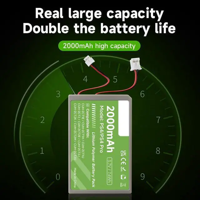 Alt view image 4 of 7 - CITYORK 1-Pack PS4 Battery Replacement for PS4/PS4 Pro/P4 Slim PS4 DualsShock 4 Controller CUH-ZCT1E CUH-ZCT1H CUH-ZCT1U CUH-ZCT2 CUH-ZCT2U 3.7V 2000mAh