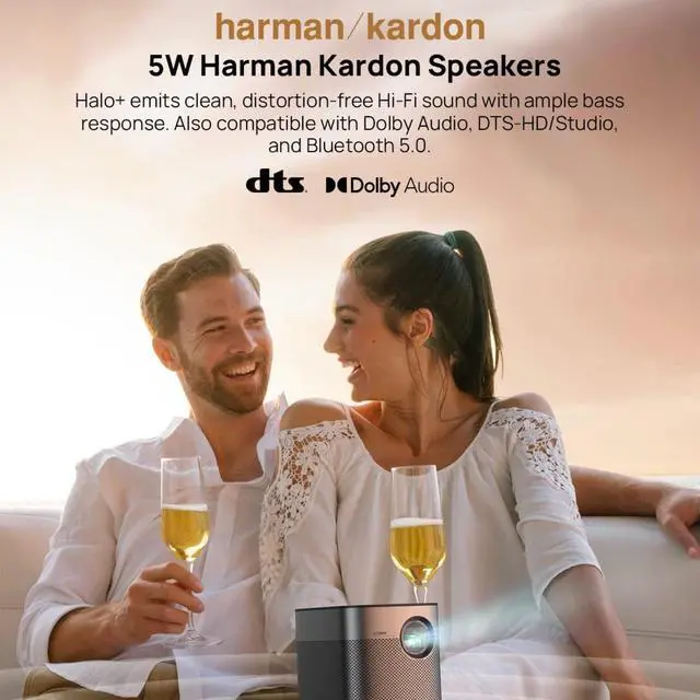 Alt view image 6 of 7 - XGIMI Halo+ FHD Home Theatre Projector, Portable for Outdoor Use, 4k Video Support, Bluetooth/Wifi/Speaker, Smartphone, Auto Focus/Keystone Correction