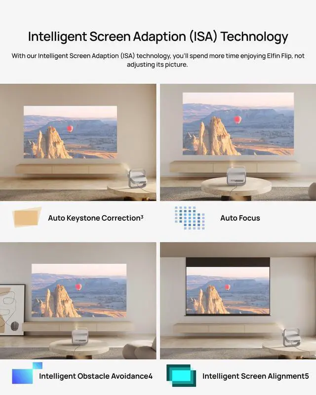 Alt view image 5 of 7 - XGIMI Elfin Flip Full HD Portable Home Theatre Projector w/ Stand, Mini Projector for Outdoor & Indoor, 4k Video Support, Smart Phone, Wifi/Bluetooth, Speaker, Licensed Netflix