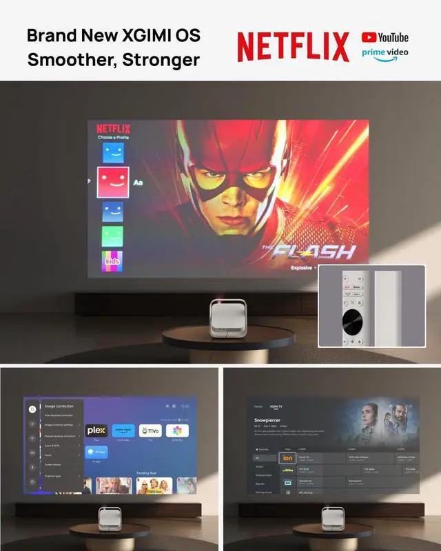 Alt view image 3 of 7 - XGIMI Elfin Flip Full HD Portable Home Theatre Projector w/ Stand, Mini Projector for Outdoor & Indoor, 4k Video Support, Smart Phone, Wifi/Bluetooth, Speaker, Licensed Netflix