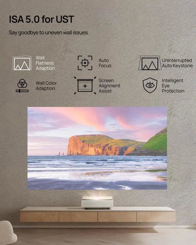 Alt view image 5 of 6 - XGIMI AURA 2 4K Laser Ultra Short Throw Projector for Home Theatre, Movies, Videos, Gaming, up to 150'' TV Screen, Projection Television, IMAX Enhanced, 2025 New