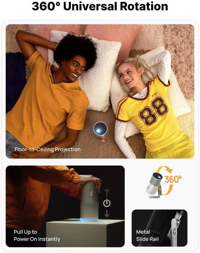 Alt view image 4 of 7 - XGIMI MoGo 4 2025 NEW Portable Projector, Google TV with Licensed Netflix, 360° Adjustable Stand, 2.5 Hours of Playtime, 2 x 6W Harman Kardon, Outdoor Projector, Wifi, Bluetooth, Include Sunset Filter