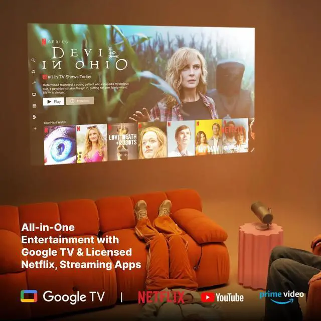 Alt view image 7 of 7 - XGIMI MoGo 4 2025 NEW Portable Projector, Google TV with Licensed Netflix, 360° Adjustable Stand, 2.5 Hours of Playtime, 2 x 6W Harman Kardon, Outdoor Projector, Wifi, Bluetooth, Include Sunset Filter