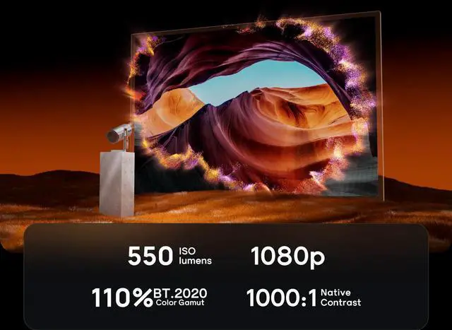 Alt view image 4 of 7 - XGIMI MoGo 4 Laser - Triple Laser Portable Projector, 1080p HD, Google TV, Built-in Battery, 4K Movie Support, Auto Focus/ Keystone, WiFi/Bluetooth, Speaker, Licensed Netflix