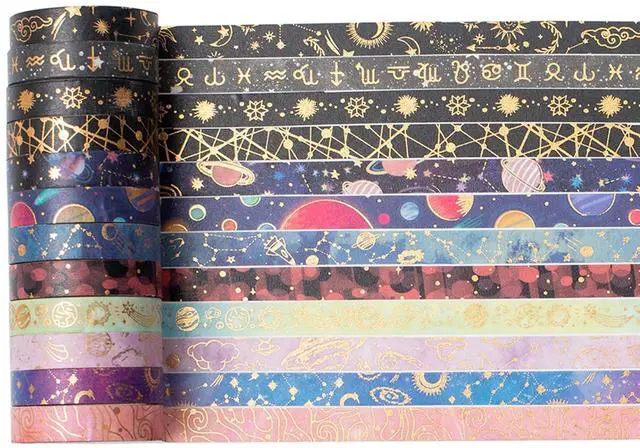 Alt view image 5 of 7 - Skinny Galaxy Washi Tape Set 30 Rolls Gold Foil Decorative Starry Space Masking Tapes for Arts, DIY Crafts, Journals, Planners, Scrapbook, Wrapping