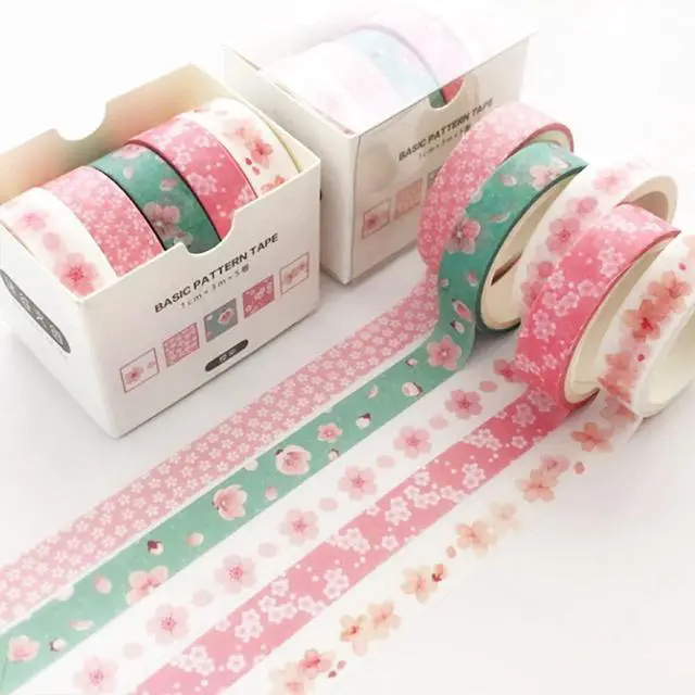 Alt view image 2 of 7 - 5 Rolls Washi Tape Set Creative Basic Skinny Decorative Tapes for Arts, DIY Crafts, Journals, Planners, Scrapbooking, Wrapping (Sakura)