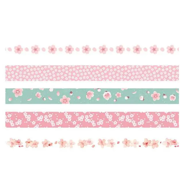 Alt view image 3 of 7 - 5 Rolls Washi Tape Set Creative Basic Skinny Decorative Tapes for Arts, DIY Crafts, Journals, Planners, Scrapbooking, Wrapping (Sakura)