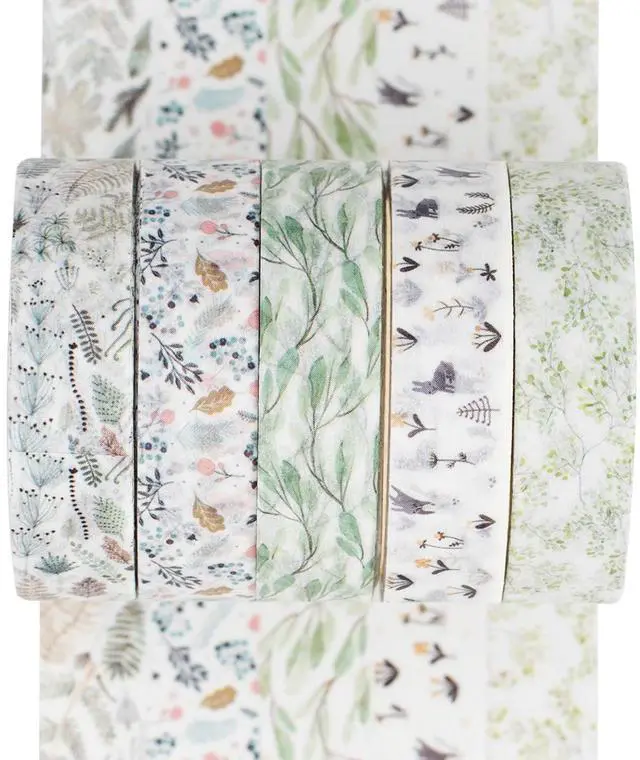 Main image of 5 Rolls Washi Tape Set Creative Basic Skinny Decorative Tapes for Arts, DIY Crafts, Bullet Journals, Planners, Scrapbooking, Wrapping (Vine)
