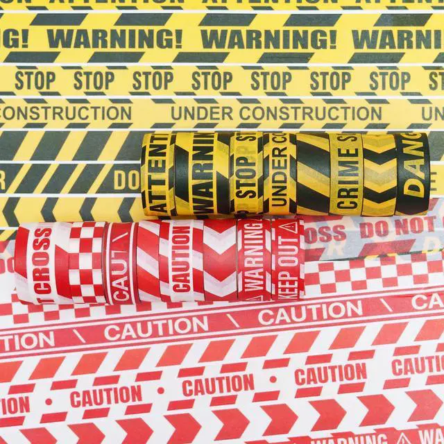 Alt view image 2 of 7 - Caution Line Washi Tape Set 16 Rolls Yellow Red Boundary Masking Transportation Toy Decorative Tapes for Arts, DIY Crafts, Journals, Planners, Scrapbook, Wrapping