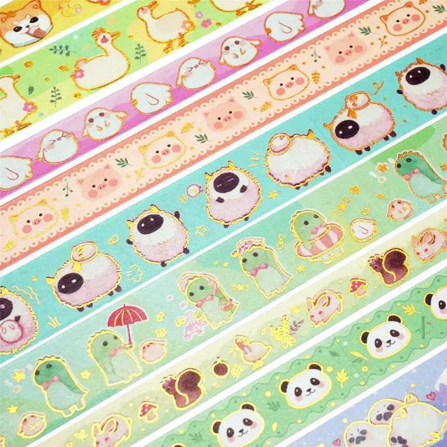Alt view image 2 of 7 - Cute Pets Washi Tape Set 13 Rolls Wide Gold Embellishment Decorative Masking Tapes for Arts, DIY Crafts, Journals, Planners, Scrapbook, Wrapping (Animal Kindergarten)