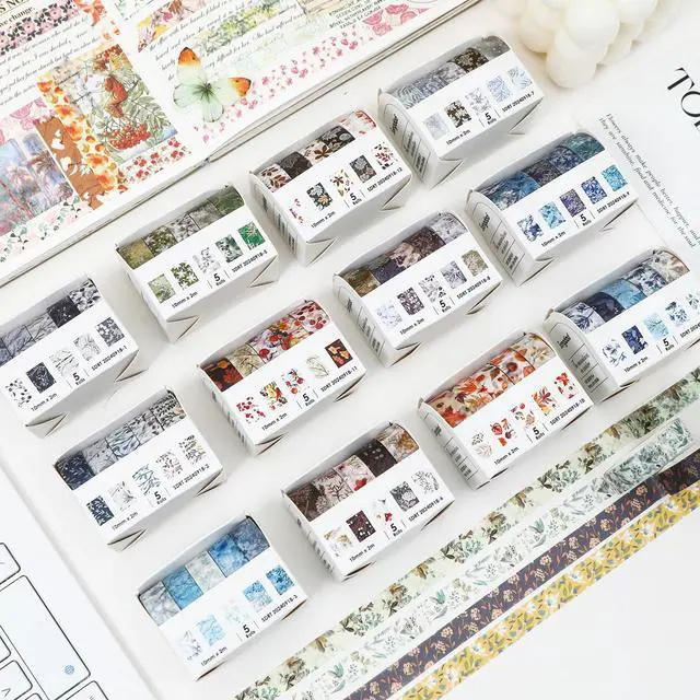 Alt view image 2 of 7 - Flowers Washi Tape Set 60 Rolls Leaves Patterns Decorative Skinny Snow Masking Tapes for Arts, DIY Crafts, Journals, Planners, Scrapbook, Wrapping (Winter)
